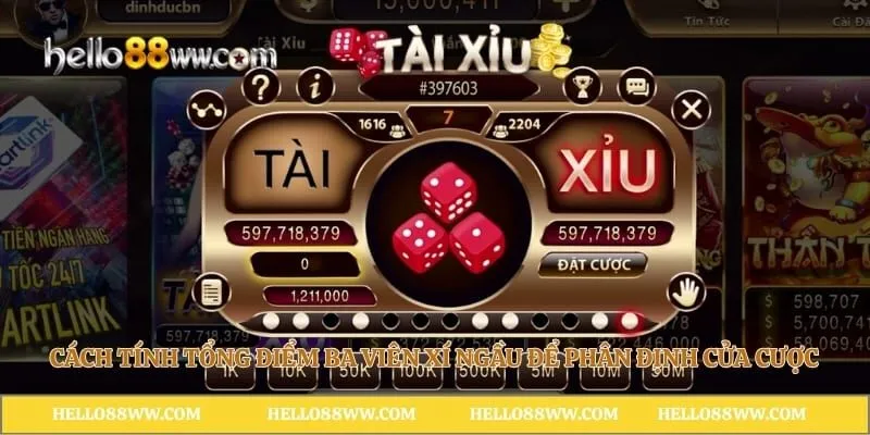 Cách tính tổng điểm ba viên xí ngầu để phân định cửa cược